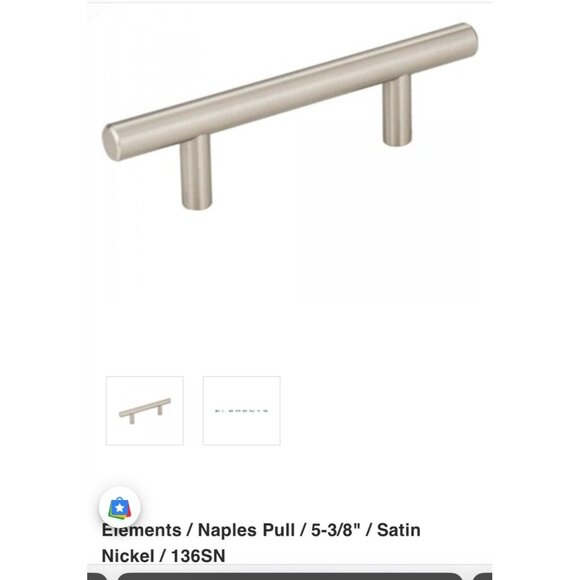 Elements Naples 5-3/8" Satin Nickel Cabinet Pull Handle With Screws - Picture 1 of 7